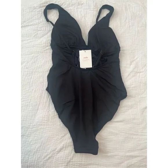 ANDIE Swim Sardinia Black One Piece Swimsuit Medium Tall NEW